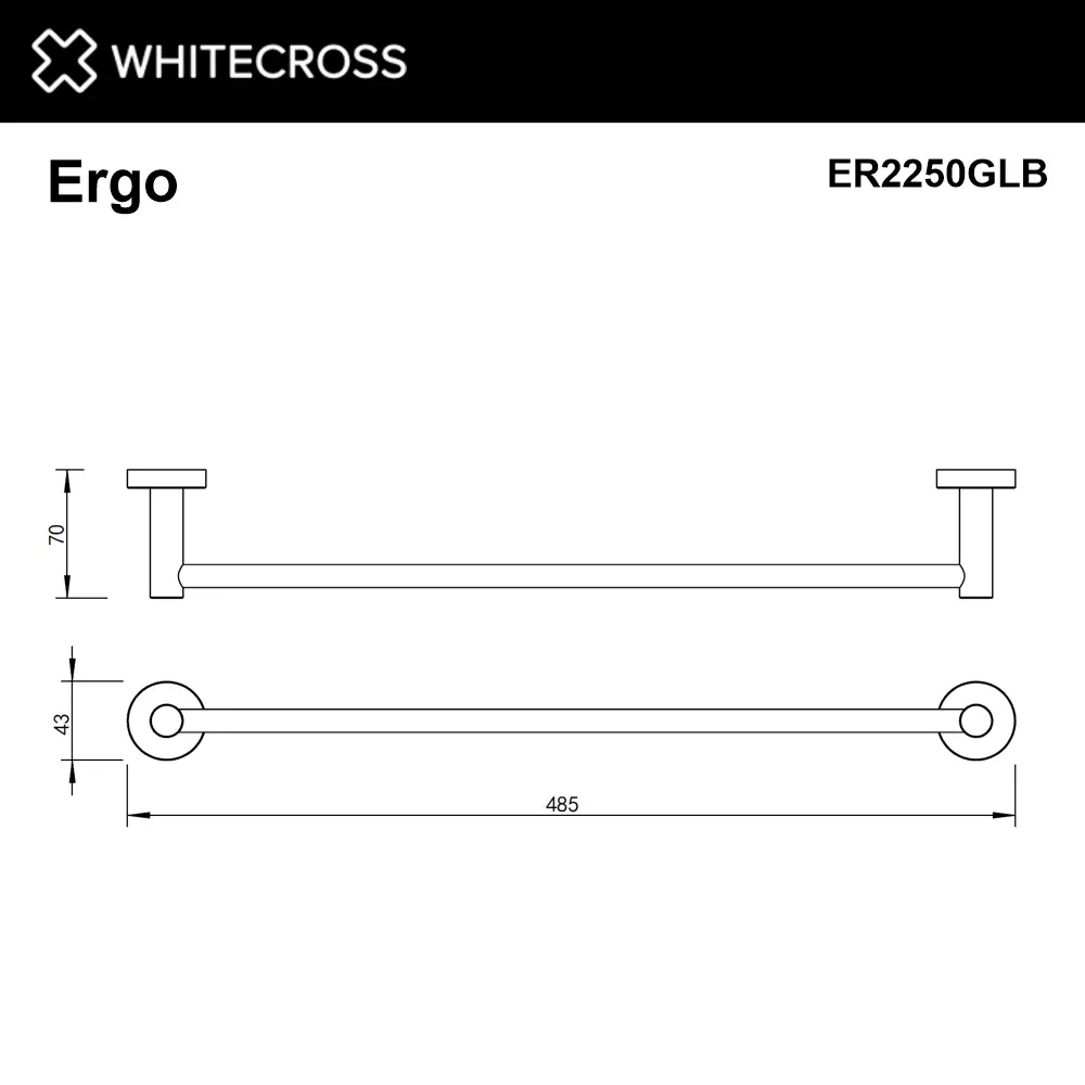 Фото 2 Держатель для полотенец Whitecross ER2250GLB 48.5см цвет жёлтый/золотой Фото 2 Держатель для полотенец Whitecross ER2250GLB 48.5см цвет жёлтый/золотой