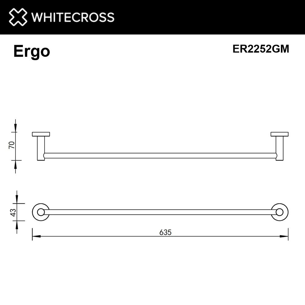 Фото 2 Держатель для полотенец Whitecross ER2252GM 63.5см цвет серый/серебристый Фото 2 Держатель для полотенец Whitecross ER2252GM 63.5см цвет серый/серебристый