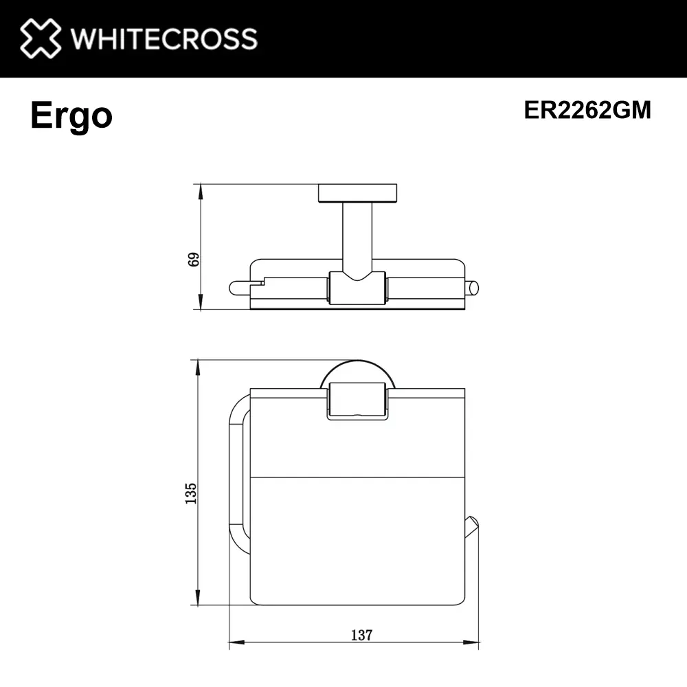 Фото 2 Держатель для туалетной бумаги подвесной WHITECROSS ERGO ER2262GM цвет оружейная сталь Фото 2 Держатель для туалетной бумаги подвесной WHITECROSS ERGO ER2262GM цвет оружейная сталь