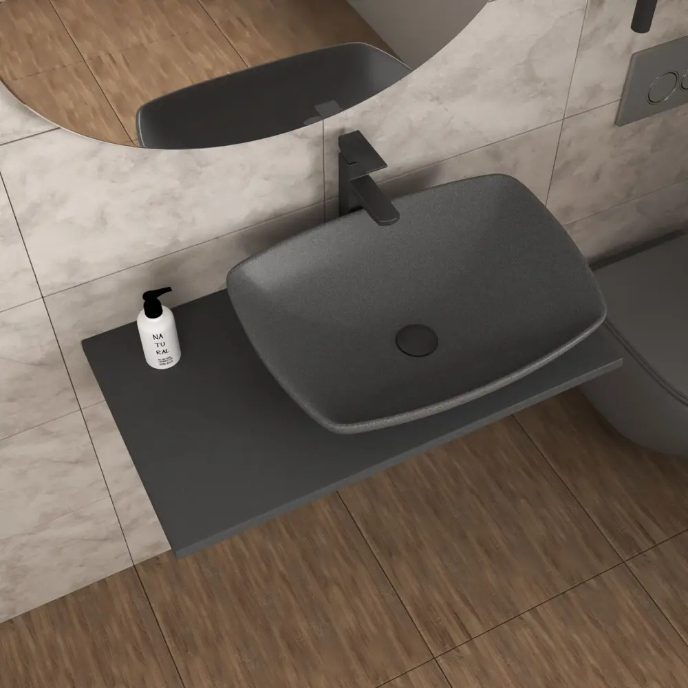 Фото 3 Раковина накладная Bauedge spectrum BF1489 55.9см цвет темно-серый