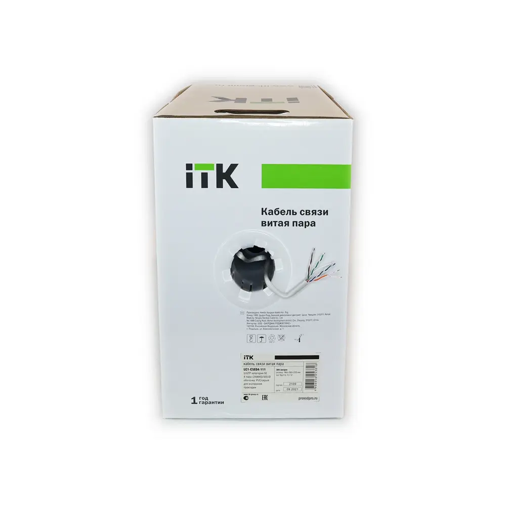 Фото Витая пара ITK U/UTP Cat 6 4x2x23AWG solid ПВХ 70 м Фото Витая пара ITK U/UTP Cat 6 4x2x23AWG solid ПВХ 70 м