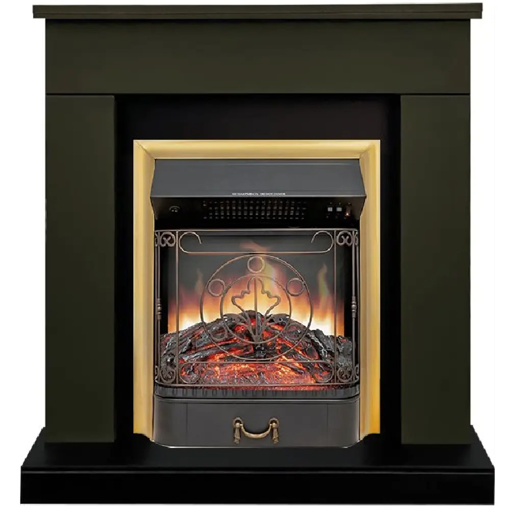 Фото Каминокомплект Royal Flame Bergen STD SFT разборный Majestic FX Brass 1.5 кВт цвет темная олива Фото Каминокомплект Royal Flame Bergen STD SFT разборный Majestic FX Brass 1.5 кВт цвет темная олива