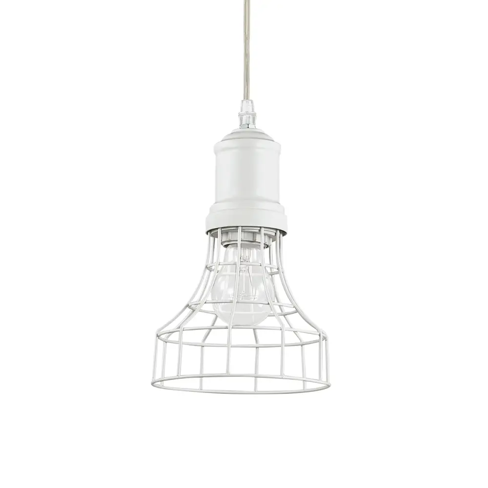 Фото Светильник подвесной Ideal lux Cage 122632 1 лампа 5 м² цвет белый, белый матовый Фото Светильник подвесной Ideal lux Cage 122632 1 лампа 5 м² цвет белый, белый матовый