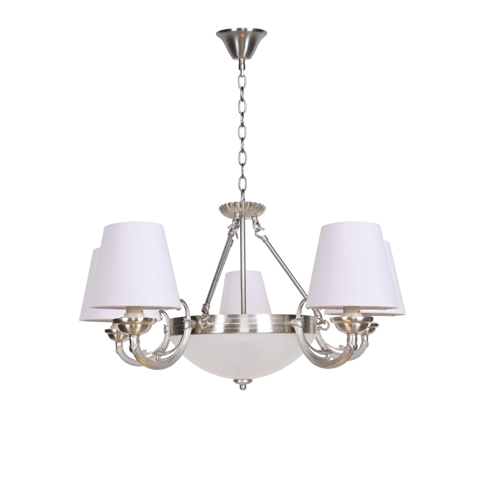 Фото Люстра подвесная Балтийский стиль Милан 2073/5 хром с абажурами 7 ламп 25 м² цвет хром Фото Люстра подвесная Балтийский стиль Милан 2073/5 хром с абажурами 7 ламп 25 м² цвет хром