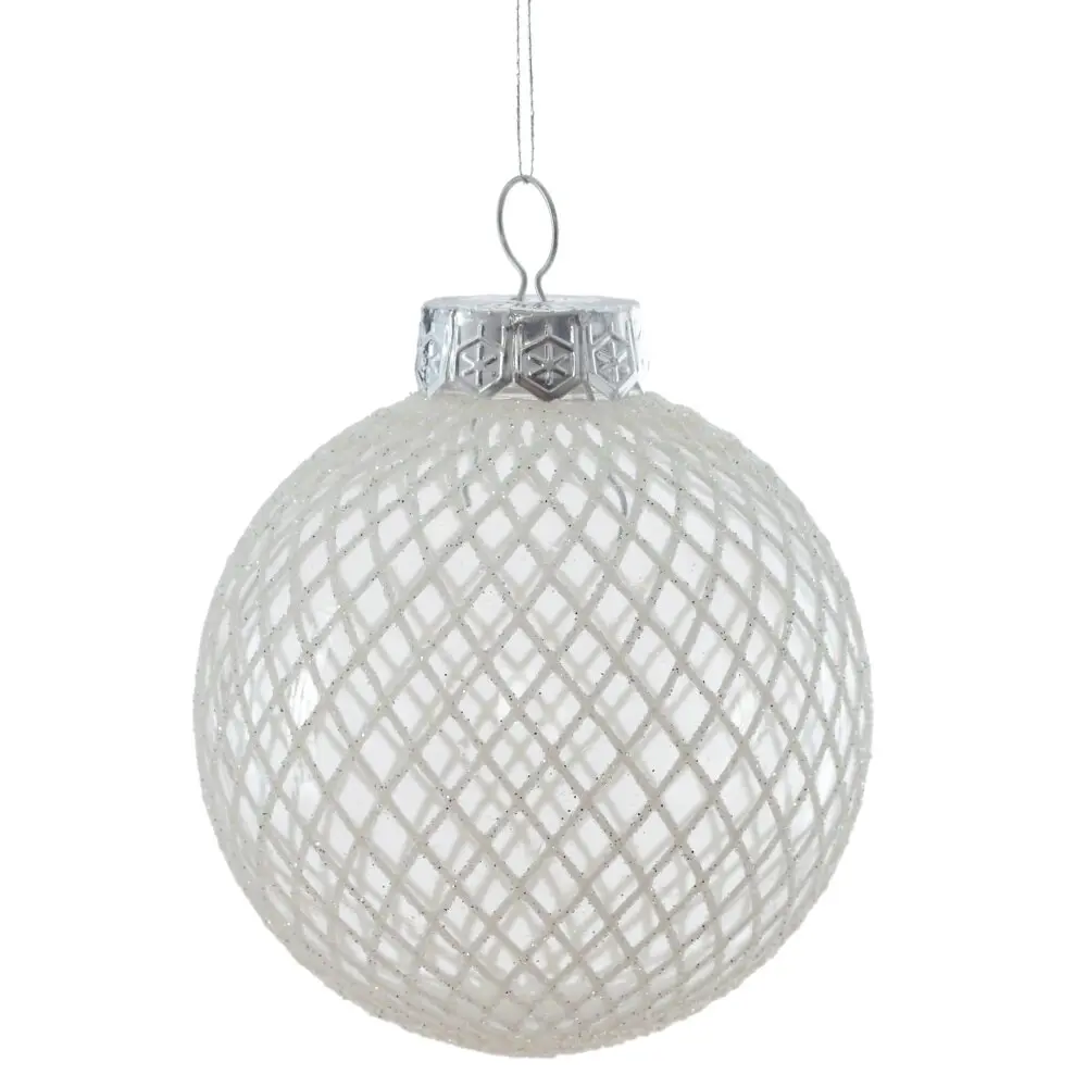 Фото 3 Набор елочных украшений Шар 934371 ø8 см пластик бело-прозрачный 9 шт.