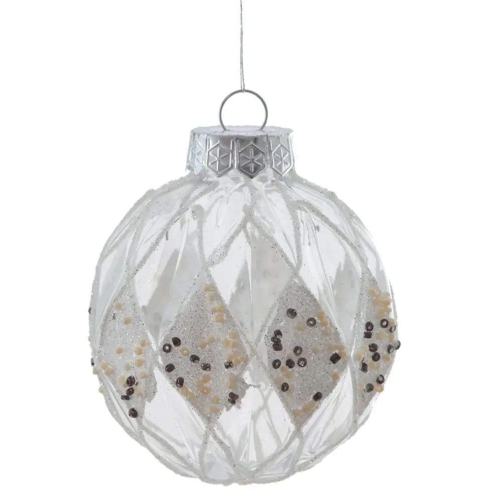 Фото 4 Набор елочных украшений Шар 934371 ø8 см пластик бело-прозрачный 9 шт.