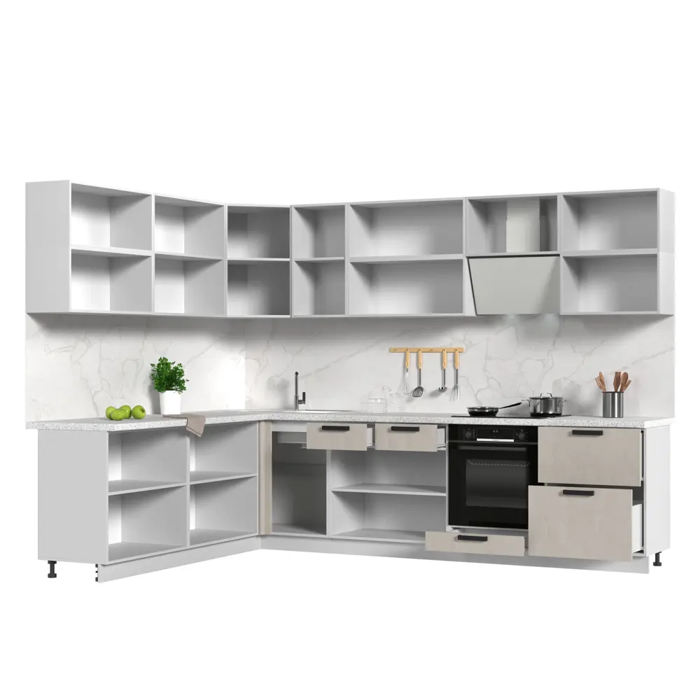 Фото 2 Кухонный гарнитур Стендмебель Пасаденна1КГ220-300БШК 300x217x60 см ЛДСП цвет бежевый Фото 2 Кухонный гарнитур Стендмебель Пасаденна1КГ220-300БШК 300x217x60 см ЛДСП цвет бежевый