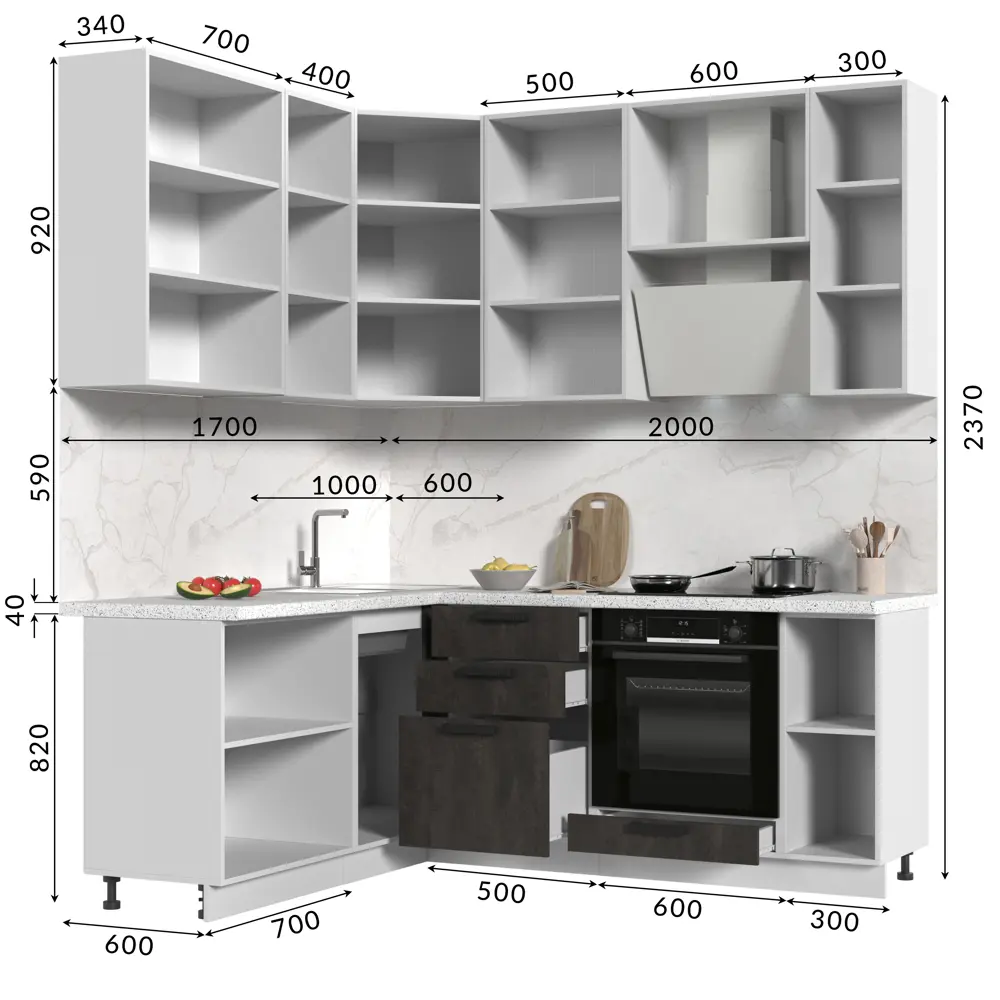 Фото 3 Кухонный гарнитур Стендмебель ПасаденнаКГ170-200в-БУК 200x237x170 см ЛДСП цвет угольный камень Фото 3 Кухонный гарнитур Стендмебель ПасаденнаКГ170-200в-БУК 200x237x170 см ЛДСП цвет угольный камень