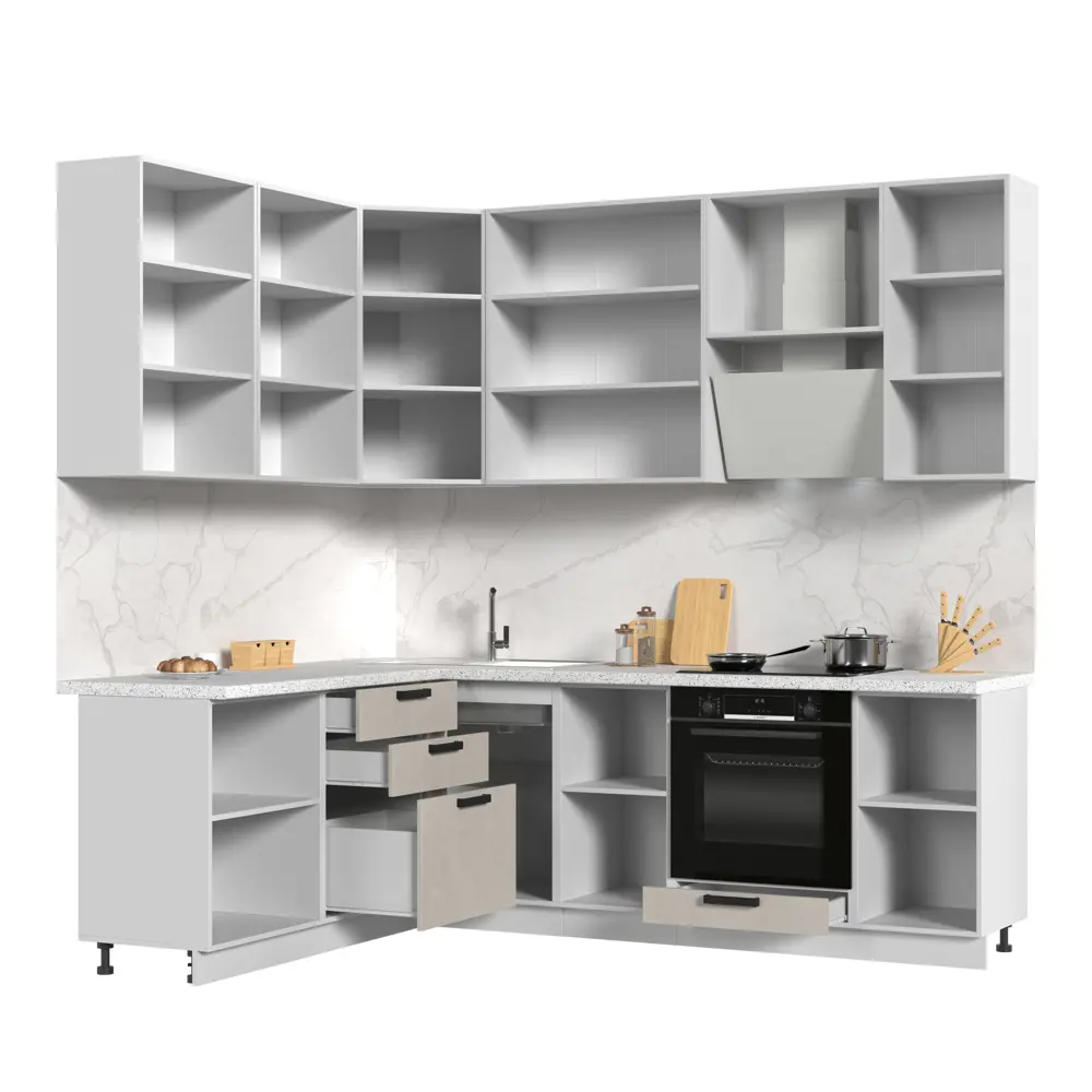 Фото 2 Кухонный гарнитур Стендмебель ПасаденнаКГ180-240в-БШК 240x237x60 см ЛДСП цвет бежевый Фото 2 Кухонный гарнитур Стендмебель ПасаденнаКГ180-240в-БШК 240x237x60 см ЛДСП цвет бежевый