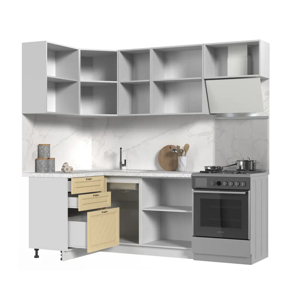 Фото 2 Кухонный гарнитур Стендмебель МоденаКГ120-160БДВ 160x217x60 см ЛДСП цвет дуб ваниль Фото 2 Кухонный гарнитур Стендмебель МоденаКГ120-160БДВ 160x217x60 см ЛДСП цвет дуб ваниль