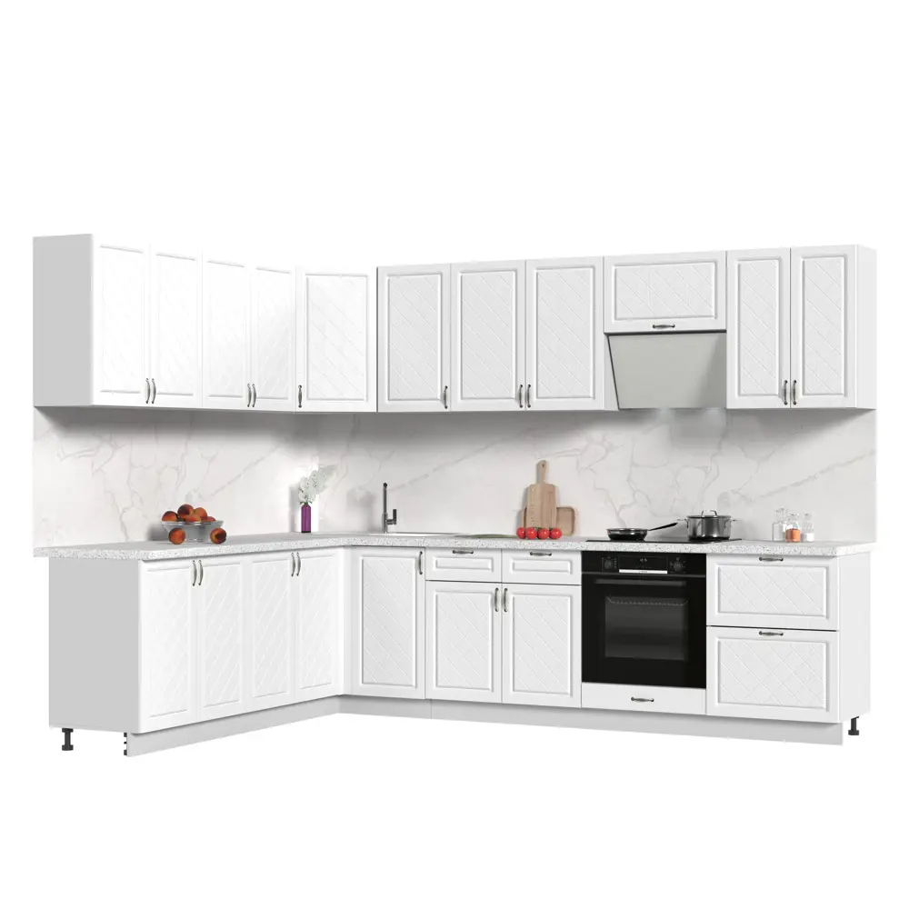 Фото Кухонный гарнитур Стендмебель Модена2КГ220-300БДБ 300x217x60 см ЛДСП цвет белый