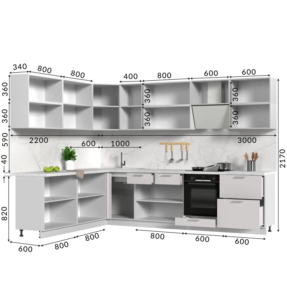 Фото 3 Кухонный гарнитур Стендмебель Ксения1КГ220-300ББГ 300x217x60 см ЛДСП цвет белый глянец Фото 3 Кухонный гарнитур Стендмебель Ксения1КГ220-300ББГ 300x217x60 см ЛДСП цвет белый глянец