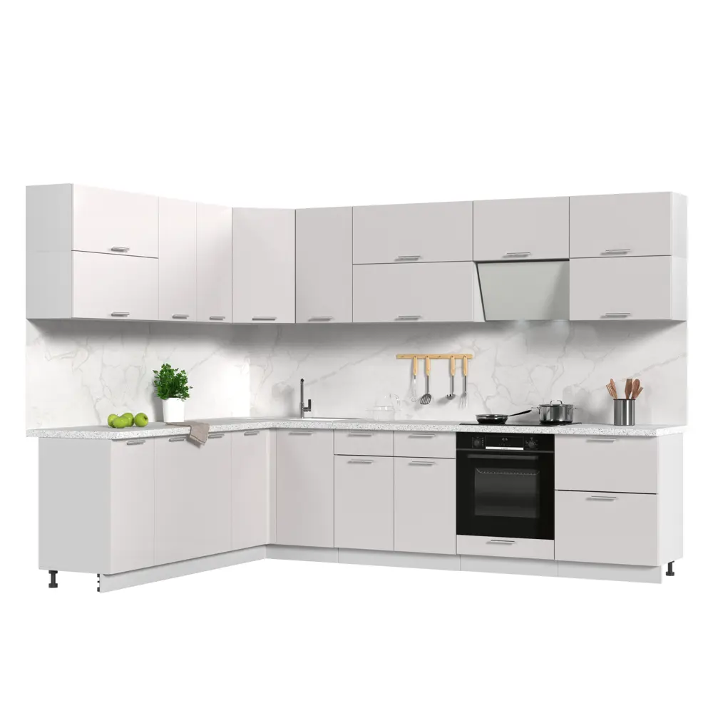 Фото Кухонный гарнитур Стендмебель Ксения1КГ220-300ББГ 300x217x60 см ЛДСП цвет белый глянец Фото Кухонный гарнитур Стендмебель Ксения1КГ220-300ББГ 300x217x60 см ЛДСП цвет белый глянец