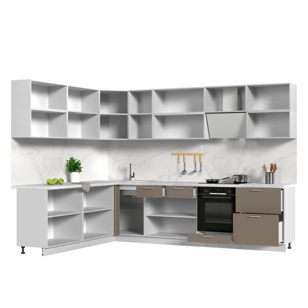 Фото 2 Кухонный гарнитур Стендмебель Ксения1КГ220-300БКМ 300x217x60 см ЛДСП цвет капучино Фото 2 Кухонный гарнитур Стендмебель Ксения1КГ220-300БКМ 300x217x60 см ЛДСП цвет капучино