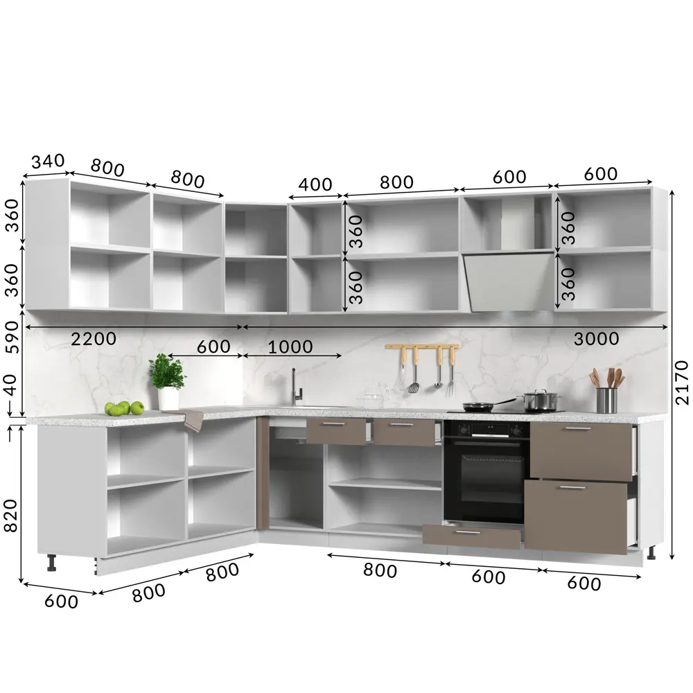 Фото 3 Кухонный гарнитур Стендмебель Ксения1КГ220-300БКМ 300x217x60 см ЛДСП цвет капучино Фото 3 Кухонный гарнитур Стендмебель Ксения1КГ220-300БКМ 300x217x60 см ЛДСП цвет капучино