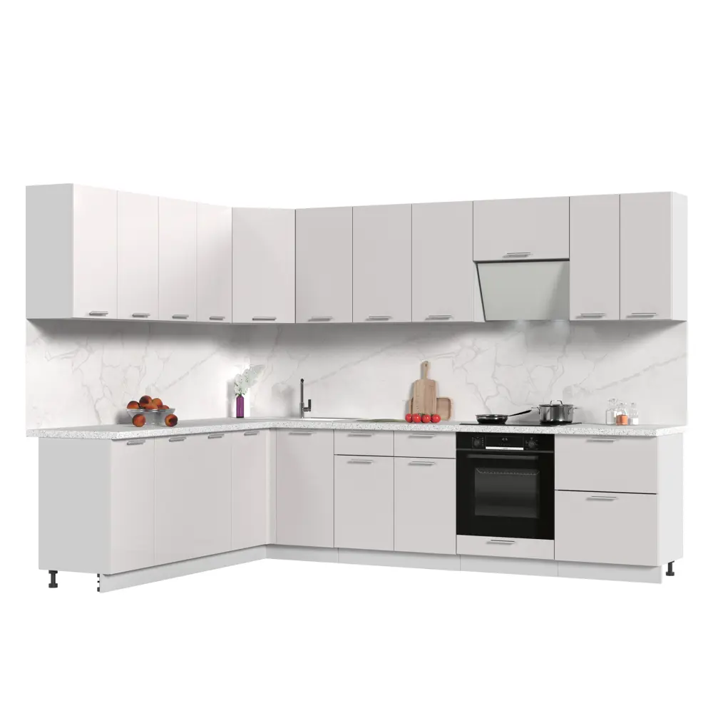 Фото Кухонный гарнитур Стендмебель Ксения2КГ220-300ББГ 300x217x60 см ЛДСП цвет белый глянец Фото Кухонный гарнитур Стендмебель Ксения2КГ220-300ББГ 300x217x60 см ЛДСП цвет белый глянец