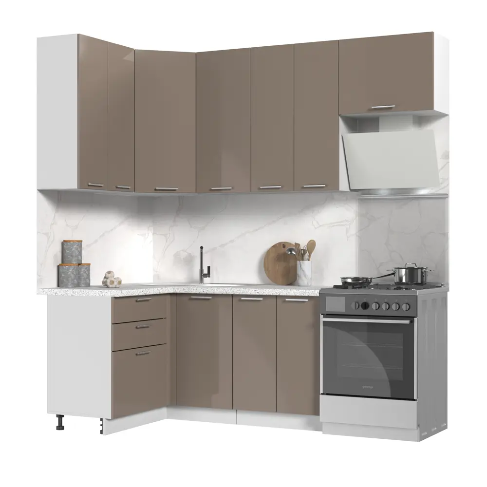 Фото Кухонный гарнитур Стендмебель КсенияКГсахара120-160в38-БКМ 160x237x60 см ЛДСП цвет капучино