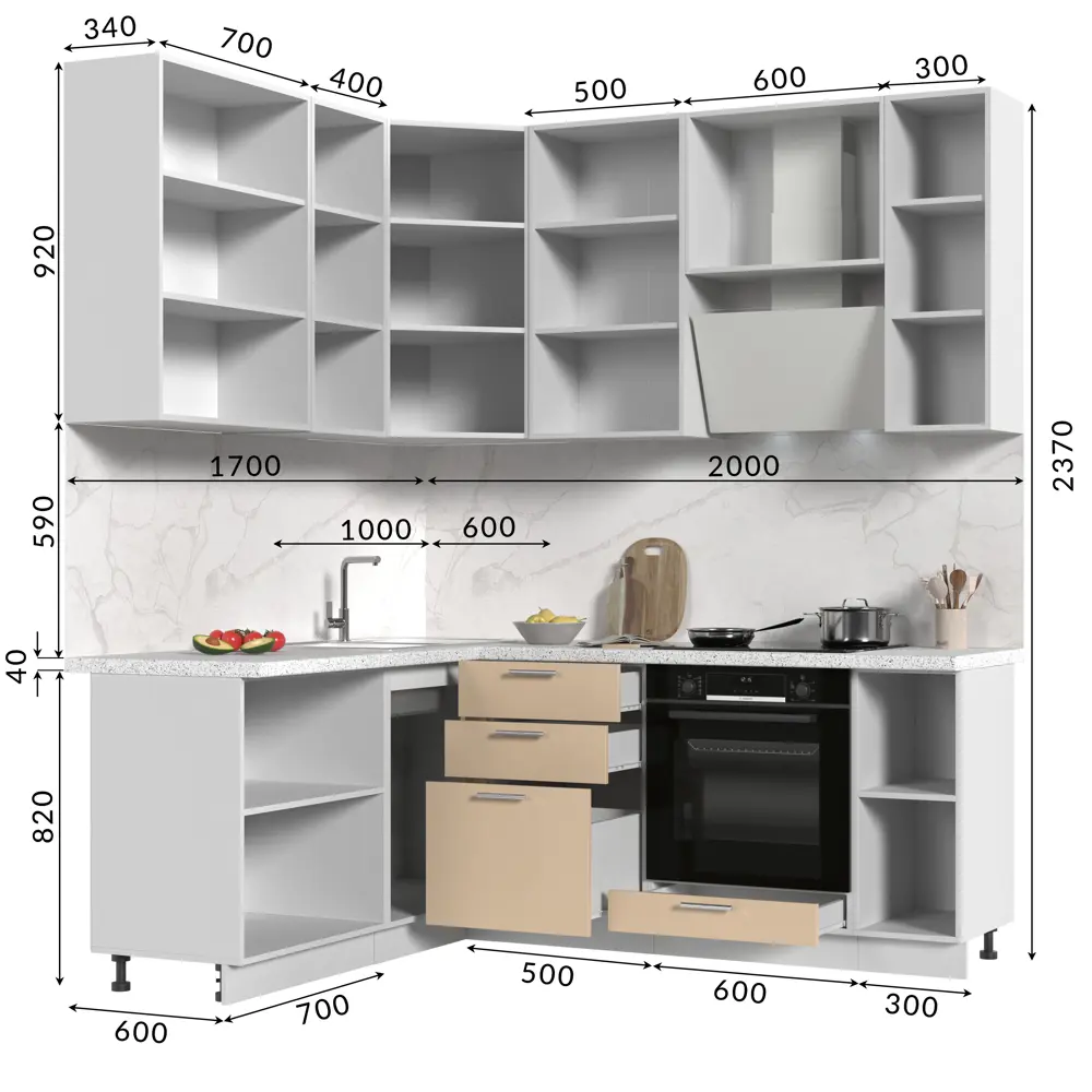 Фото 3 Кухонный гарнитур Стендмебель Ксения со столешницей Лён 170x200x237x60 см ЛДСП цвет ванильный Фото 3 Кухонный гарнитур Стендмебель Ксения со столешницей Лён 170x200x237x60 см ЛДСП цвет ванильный