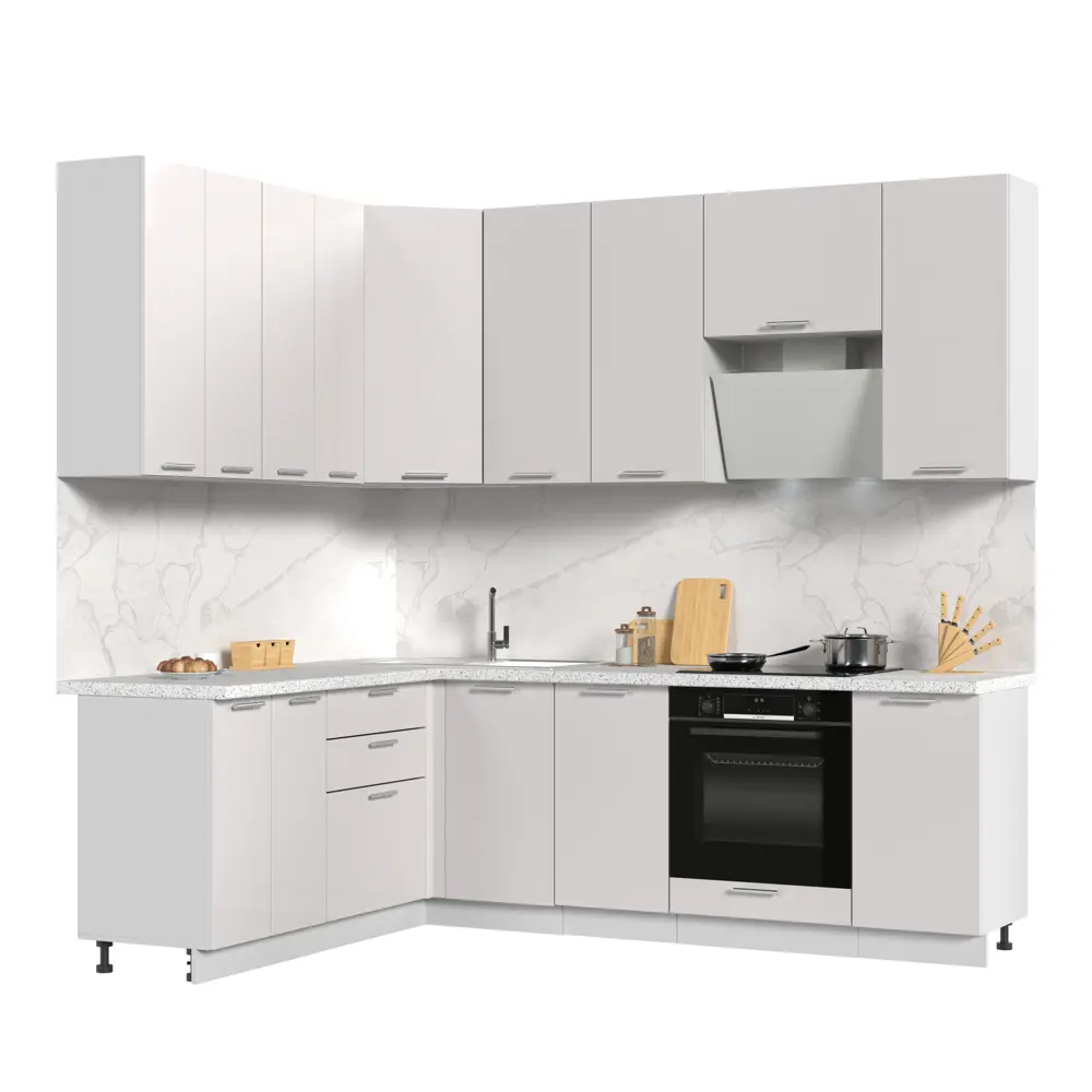 Фото Кухонный гарнитур Стендмебель КсенияКГсахара180-240в38-ББГ 240x237x60 см ЛДСП цвет белый глянец Фото Кухонный гарнитур Стендмебель КсенияКГсахара180-240в38-ББГ 240x237x60 см ЛДСП цвет белый глянец