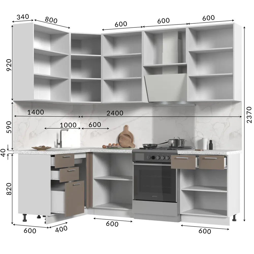 Фото 3 Кухонный гарнитур Стендмебель КсенияКГ140-180в-БКМ 180x237x60 см ЛДСП цвет капучино Фото 3 Кухонный гарнитур Стендмебель КсенияКГ140-180в-БКМ 180x237x60 см ЛДСП цвет капучино