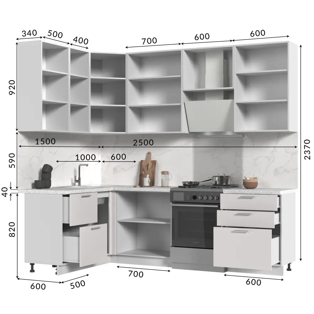 Фото 3 Кухонный гарнитур Стендмебель КсенияКГ150-190в-ББГ 190x237x60 см ЛДСП цвет белый глянец Фото 3 Кухонный гарнитур Стендмебель КсенияКГ150-190в-ББГ 190x237x60 см ЛДСП цвет белый глянец