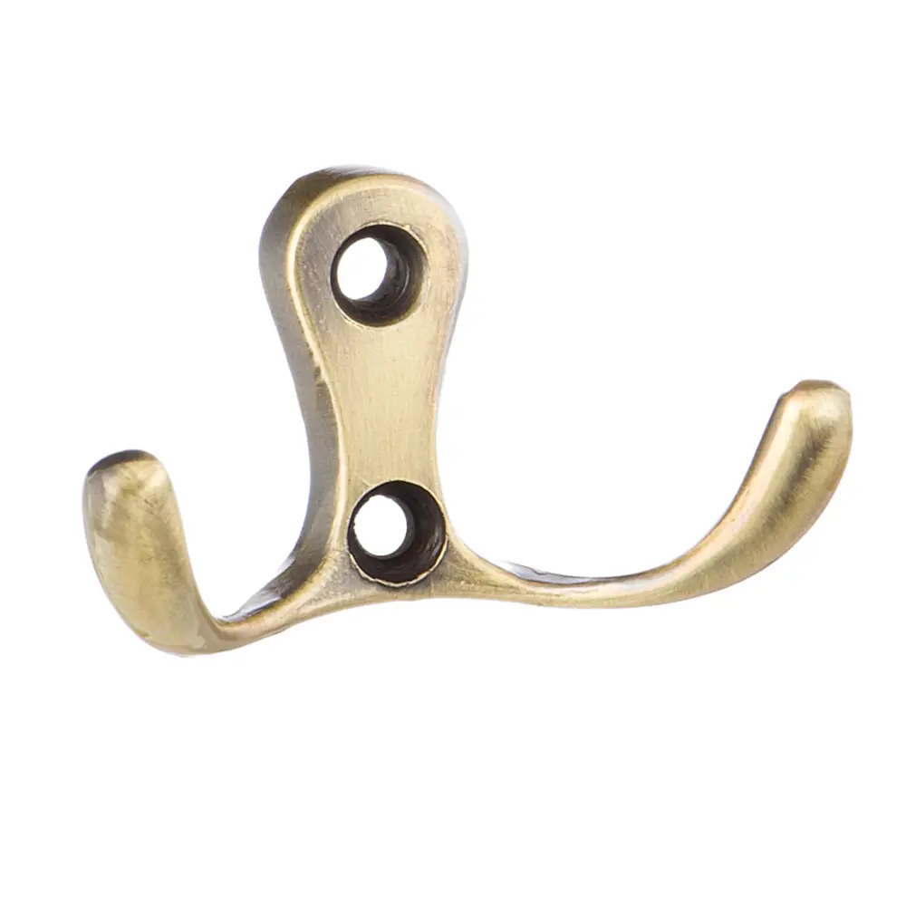 Фото Крючок мебельный Kerron KR 10 AB двухрожковый античная бронза Фото Крючок мебельный Kerron KR 10 AB двухрожковый античная бронза