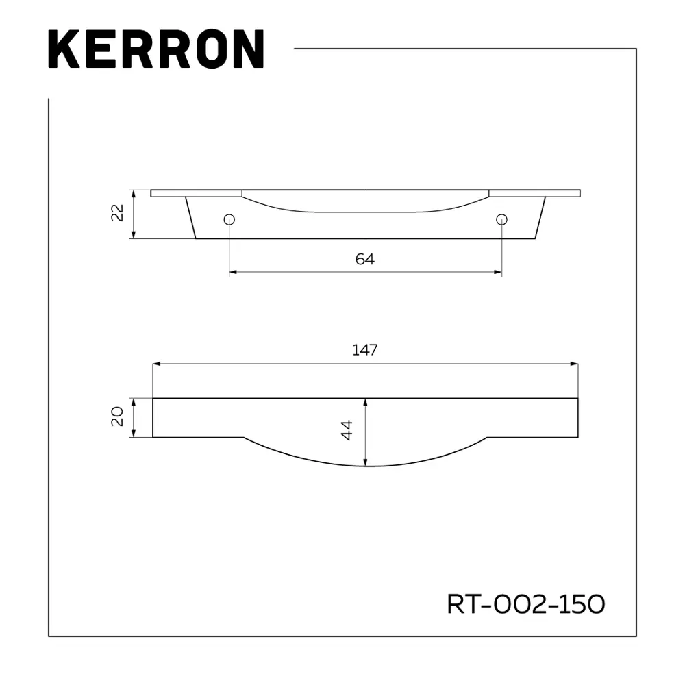 Фото 3 Мебельная ручка-профиль Kerron RT-002-150 BL матовый черный 64 мм Фото 3 Мебельная ручка-профиль Kerron RT-002-150 BL матовый черный 64 мм