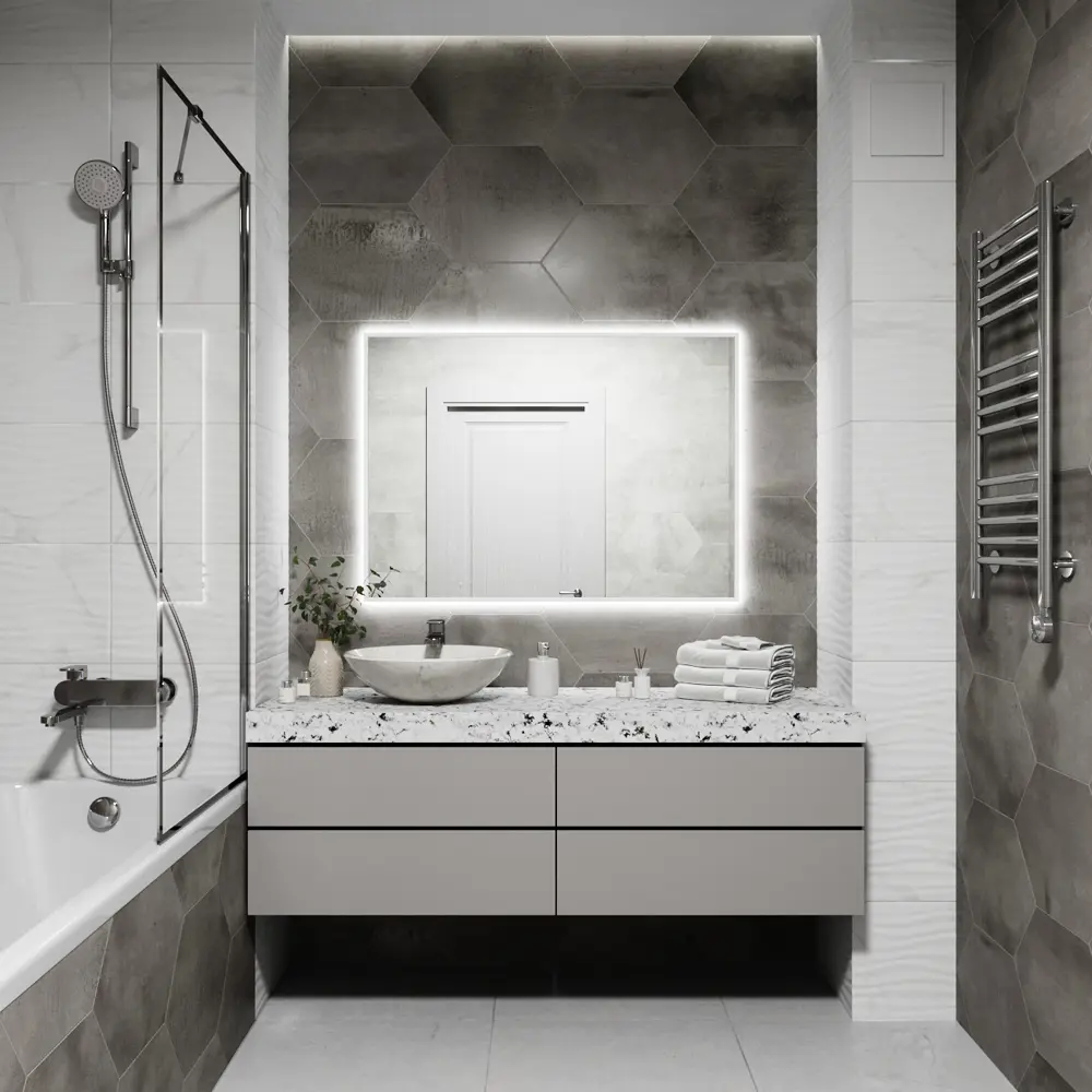 Фото Зеркало со встроенной подсветкой One mirror 10080бсх 80x100 см Фото Зеркало со встроенной подсветкой One mirror 10080бсх 80x100 см