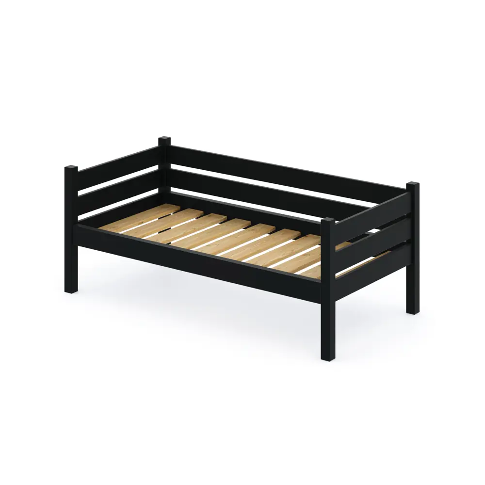 Фото 7 Тахта односпальная Solarius реечное основание с 2 выкатными ящиками 110x63x180 см сосна цвет антрацит