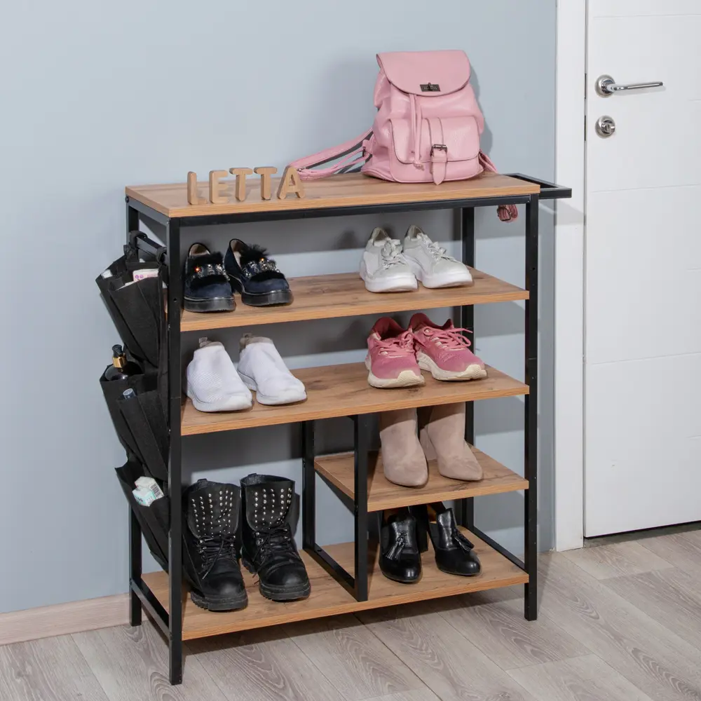 Фото Полка для обуви Letta 90x90x31 см 5 полок ЛДСП цвет дуб вотан