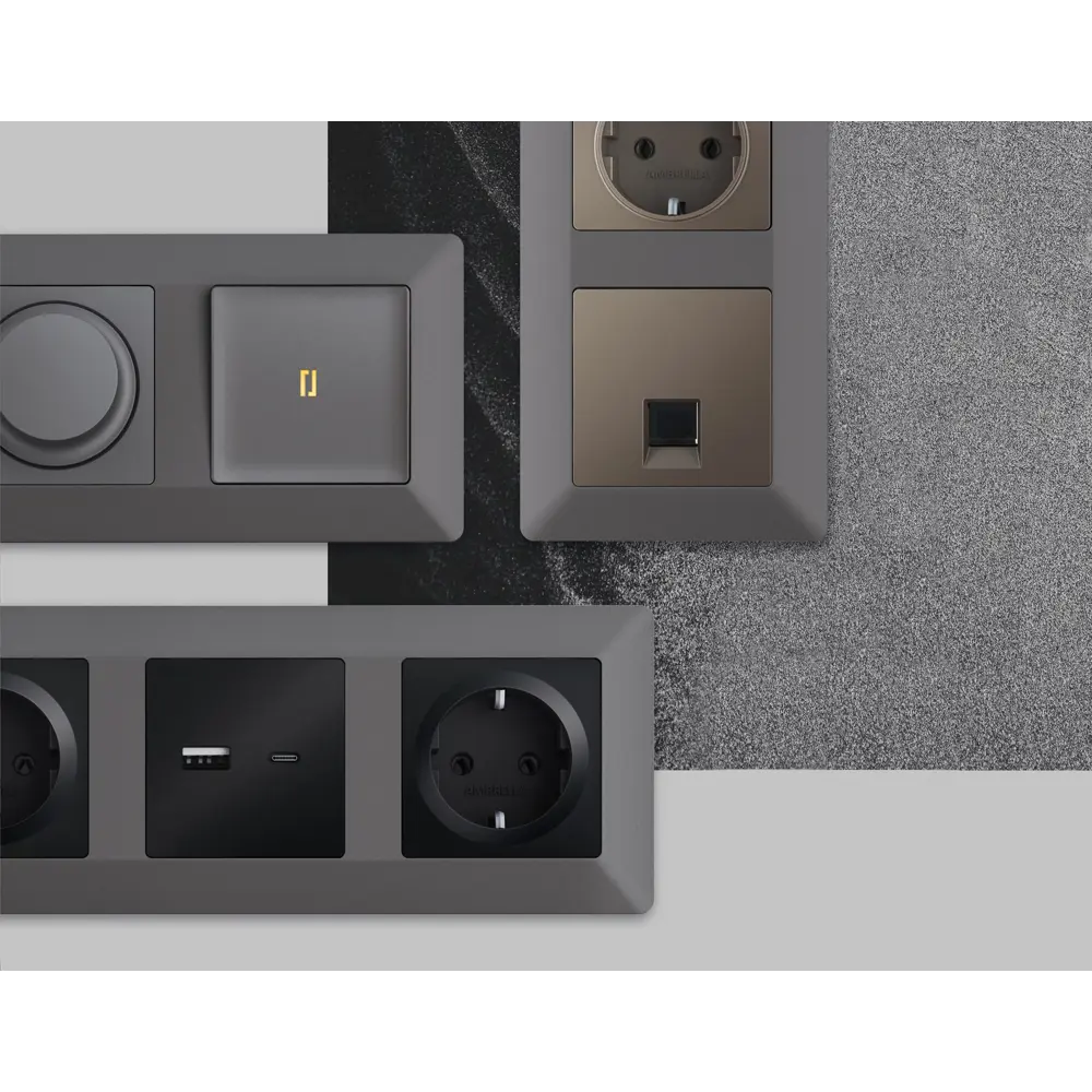 Фото 3 Рамка для розеток и выключателей Ambrella volt Alfa Line AF110653 3 поста цвет антрацит серый Фото 3 Рамка для розеток и выключателей Ambrella volt Alfa Line AF110653 3 поста цвет антрацит серый