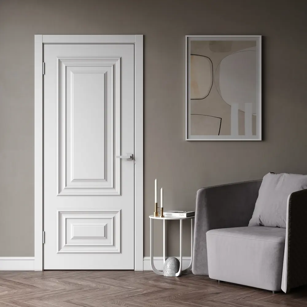 Фото 6 Дверь межкомнатная глухая Диана 2 80x200 см эмаль цвет белый с замком и петлями