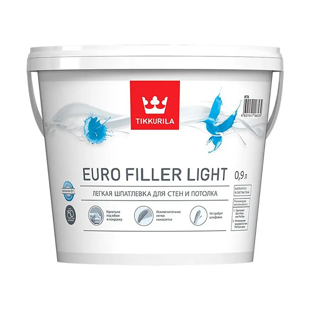Фото Шпатлевка Tikkurila Euro Filler Light белая 0.9л Фото Шпатлевка Tikkurila Euro Filler Light белая 0.9л