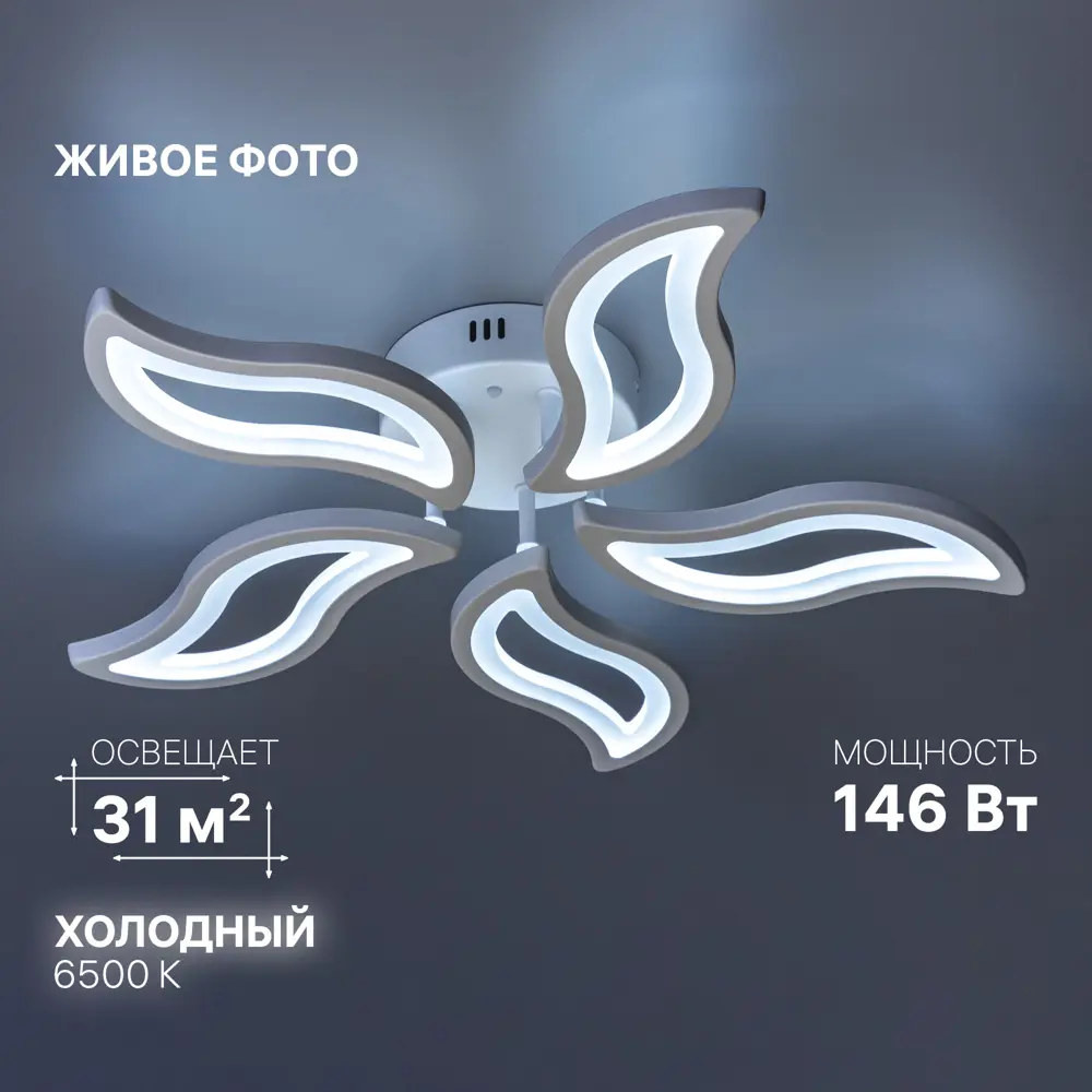 Фото 6 Люстра потолочная светодиодная Ritter Como 31 м² регулируемый белый свет цвет белый Фото 6 Люстра потолочная светодиодная Ritter Como 31 м² регулируемый белый свет цвет белый