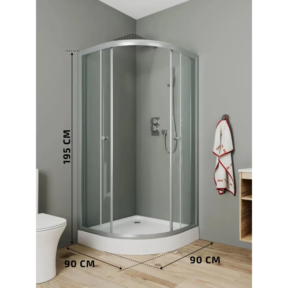 Фото 11 Душевой уголок Bauedge Dream SB0037E 1/4 круга 90x90см хромированный профиль эффект стекла прозрачный Фото 11 Душевой уголок Bauedge Dream SB0037E 1/4 круга 90x90см хромированный профиль эффект стекла прозрачный