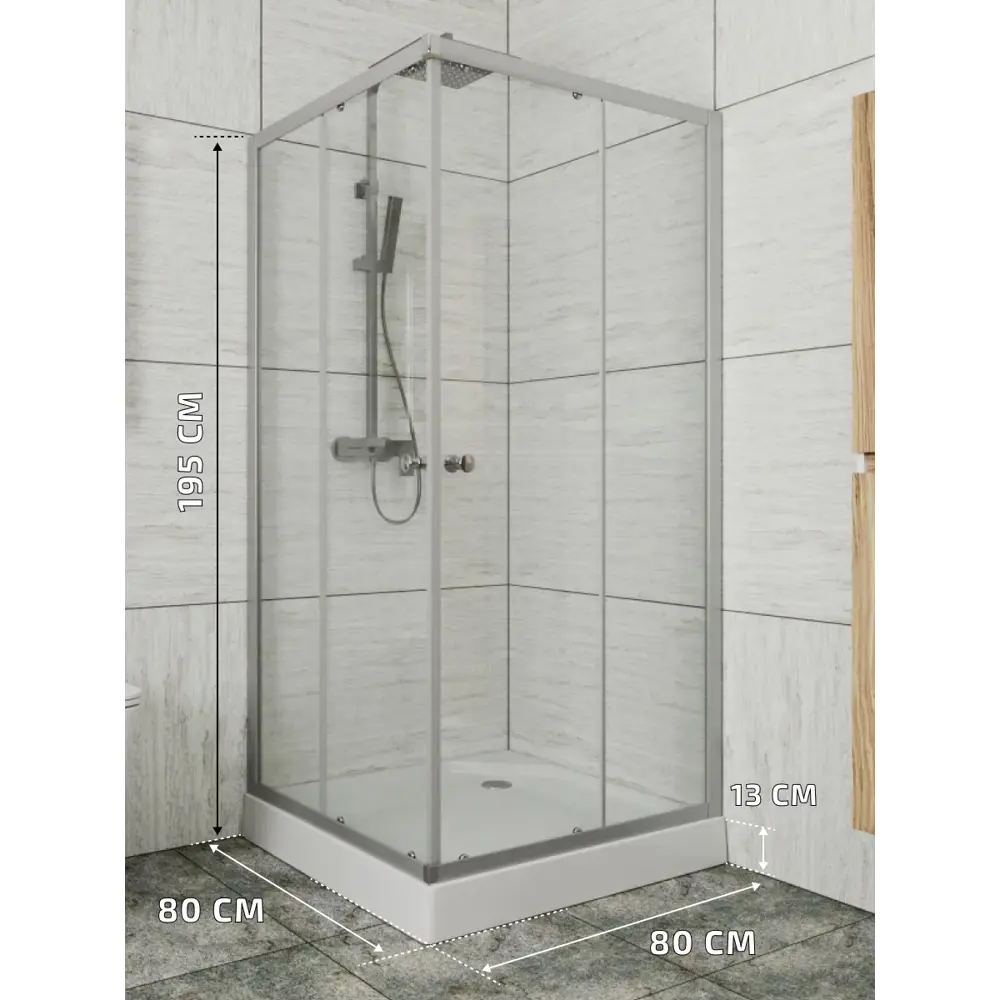 Фото 11 Душевой уголок Bauedge Stil SB0039E квадрат 80x80см хромированный профиль эффект стекла прозрачный Фото 11 Душевой уголок Bauedge Stil SB0039E квадрат 80x80см хромированный профиль эффект стекла прозрачный