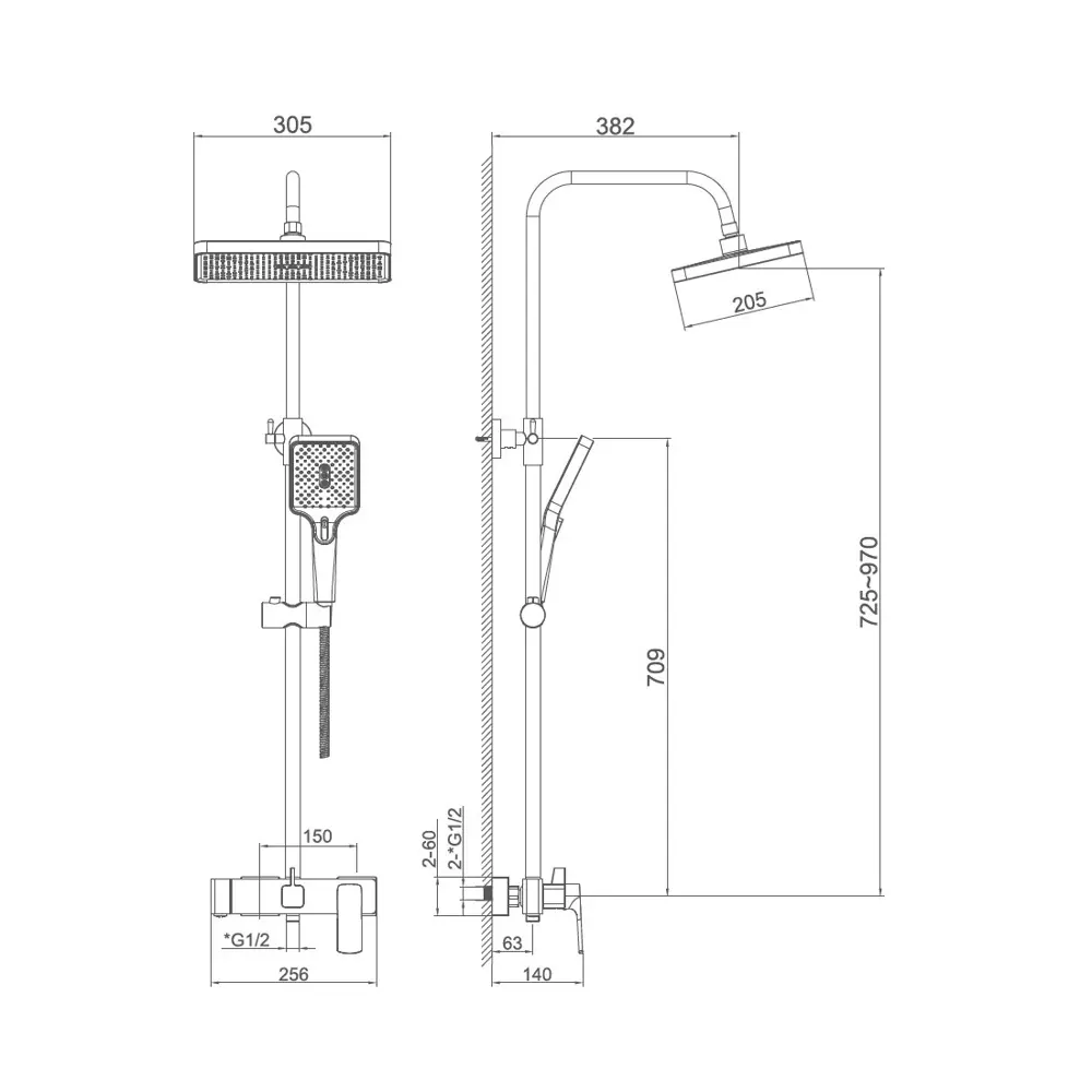 Фото Душевая система KEVON KVHB24512-7 цвет черный