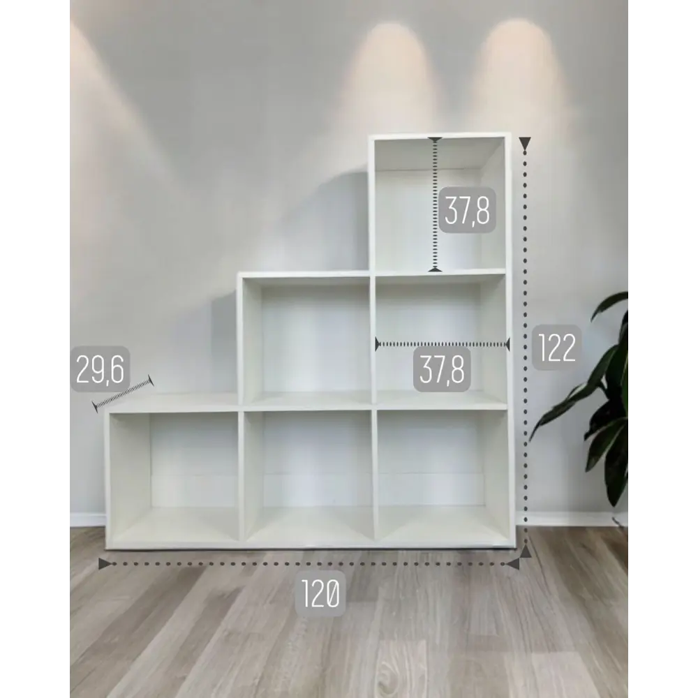 Фото 5 Стеллаж с полками лесенка 120x122x29.6 см ЛДСП цвет белый Фото 5 Стеллаж с полками лесенка 120x122x29.6 см ЛДСП цвет белый