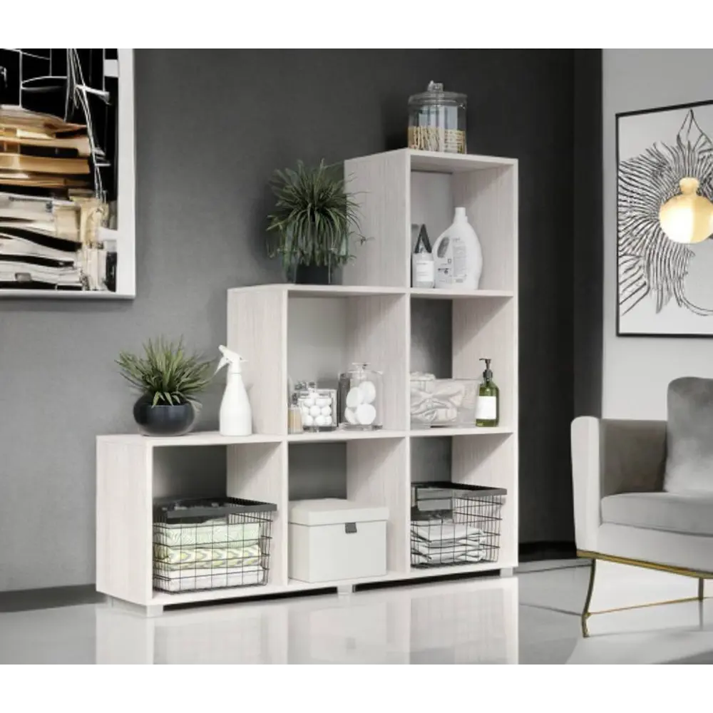 Фото Стеллаж с полками лесенка 120x122x29.6 см ЛДСП цвет белый Фото Стеллаж с полками лесенка 120x122x29.6 см ЛДСП цвет белый