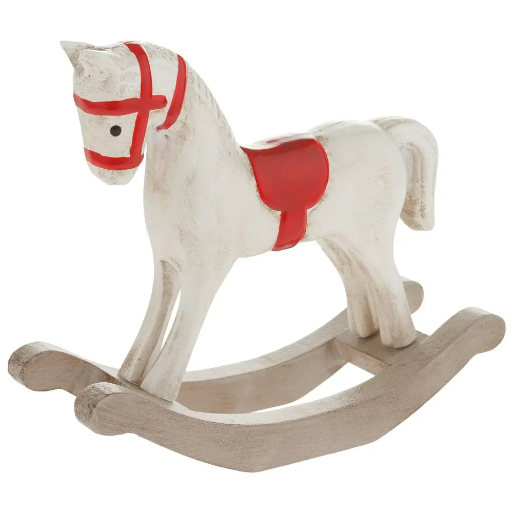 Фото 3 Новогодняя фигурка Лошадка качалка 7цветов-декор 11 см цвет белый