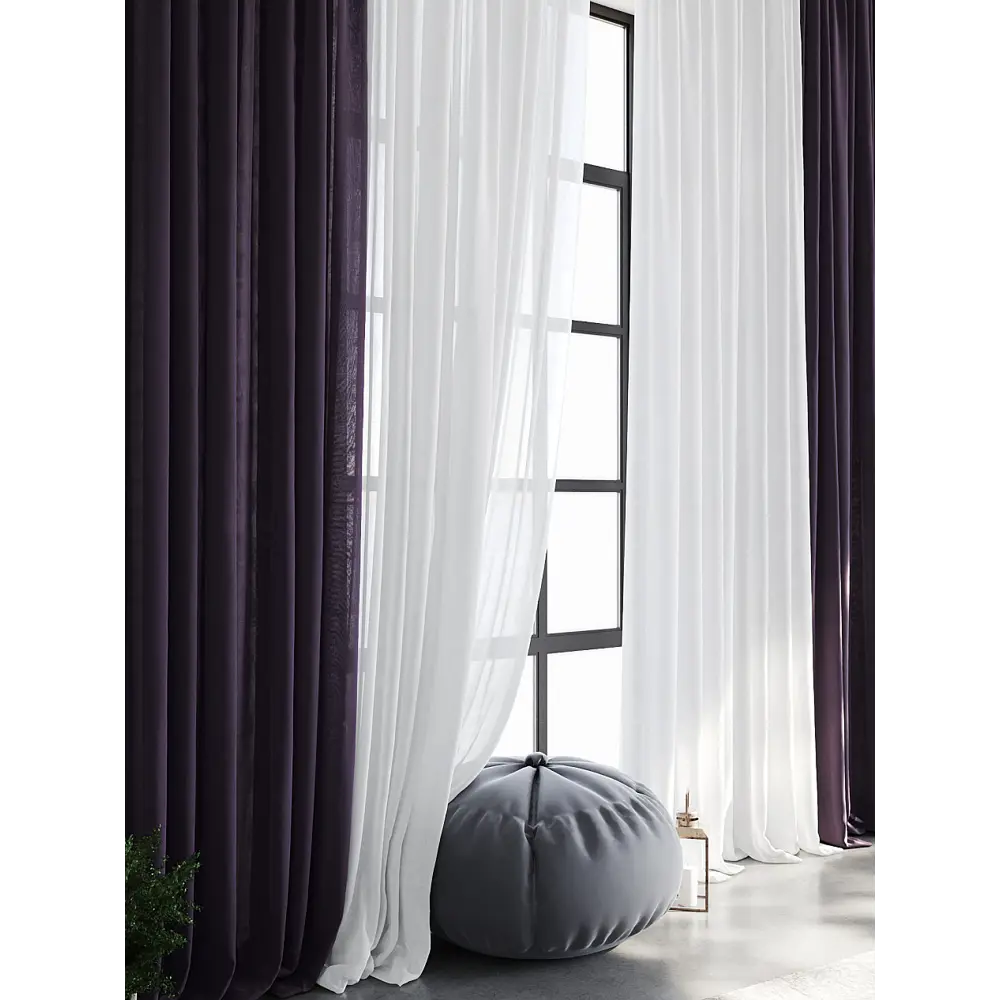 Фото 4 Тюль Helga Базовая коллекция HH208058 на шторной ленте 310x600 см цвет фиолетовый