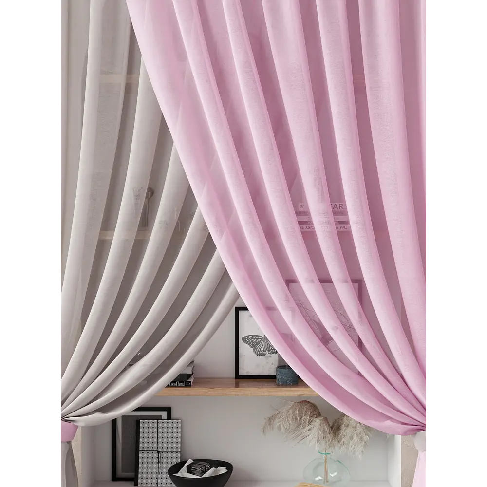 Фото 5 Тюль Helga Базовая коллекция HH207254-270 на шторной ленте 270x300 см цвет розовый