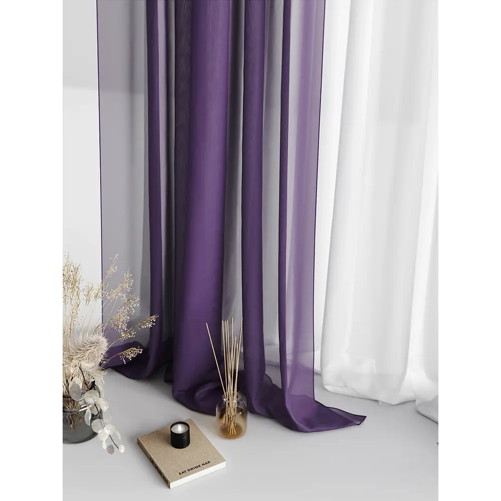 Фото 8 Тюль Helga Базовая коллекция HH206972-270 на шторной ленте 270x300 см цвет белый, фиолетовый