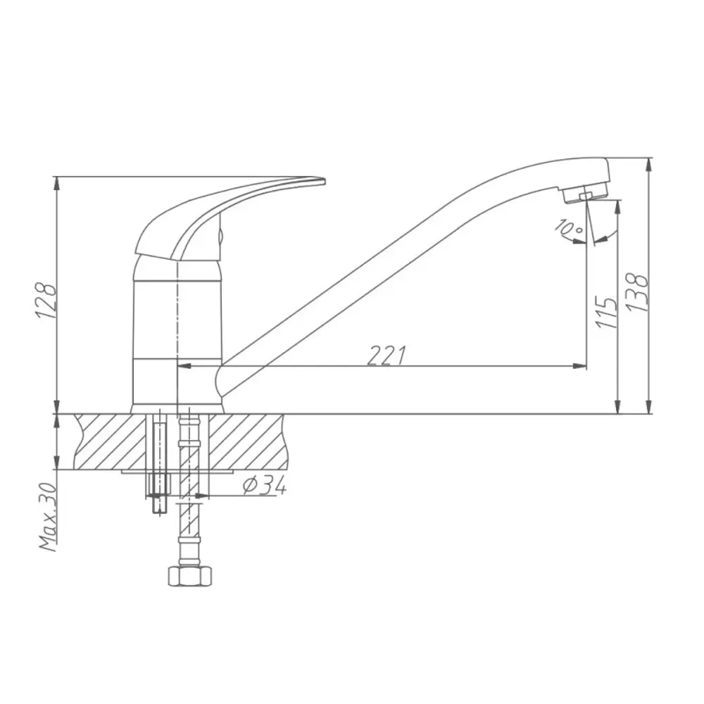 Фото Смеситель для кухни Kevon KV85471 поворотный излив 11.5 см цвет хром