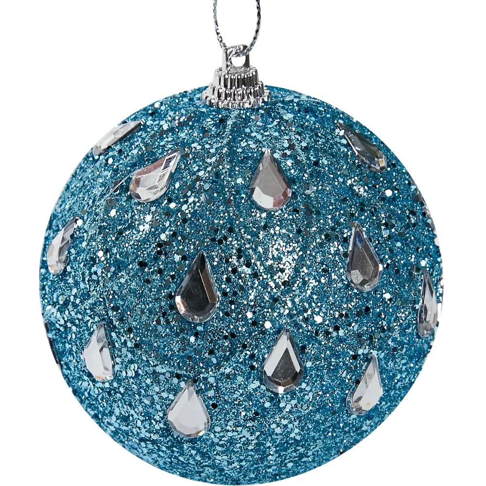 Фото 2 Елочное украшение Шар с бисером Christmas ø7.8 см цвет синий Фото 2 Елочное украшение Шар с бисером Christmas ø7.8 см цвет синий