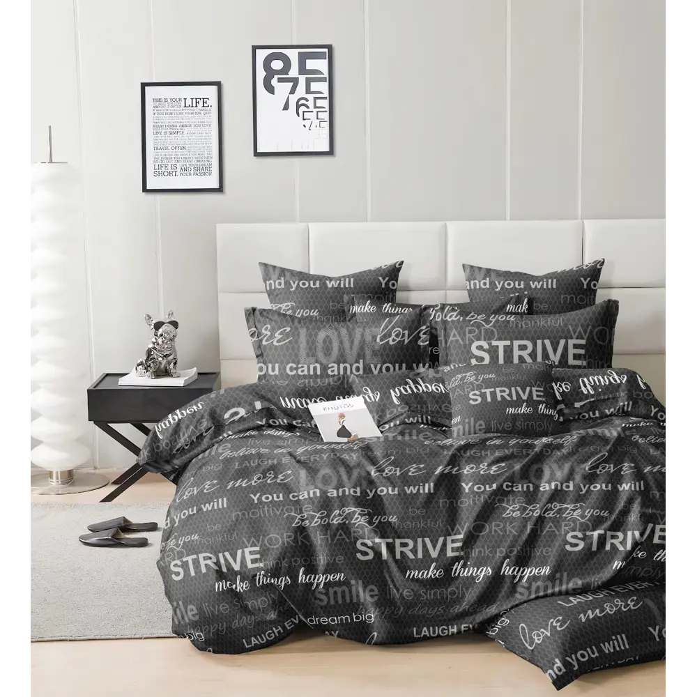 Фото 2 Комплект постельного белья Tango Dream Fly 2-спальный полисатин наволочки 50x70 - 2 шт цвет белый/серый/темно-серый DF02-511-50