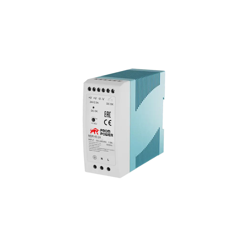 Фото 2 Источник питания Prompower MDR-60-24 на выходе 24 В DC 2.5 А 60 Вт входное 85-264 В AC 120-370 В DC Фото 2 Источник питания Prompower MDR-60-24 на выходе 24 В DC 2.5 А 60 Вт входное 85-264 В AC 120-370 В DC