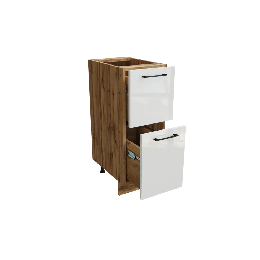 Фото 2 Напольный шкаф 30x81.60x47.80 см с 2 ящиками фасад белый МДФ каркас дуб вотан ЛДСП Сурская Мебель Фото 2 Напольный шкаф 30x81.60x47.80 см с 2 ящиками фасад белый МДФ каркас дуб вотан ЛДСП Сурская Мебель