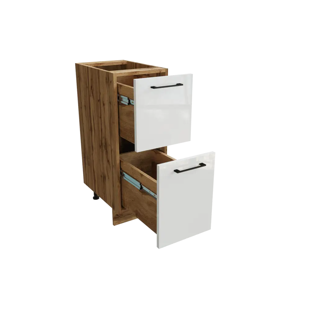 Фото 3 Напольный шкаф 30x81.60x47.80 см с 2 ящиками фасад белый МДФ каркас дуб вотан ЛДСП Сурская Мебель Фото 3 Напольный шкаф 30x81.60x47.80 см с 2 ящиками фасад белый МДФ каркас дуб вотан ЛДСП Сурская Мебель