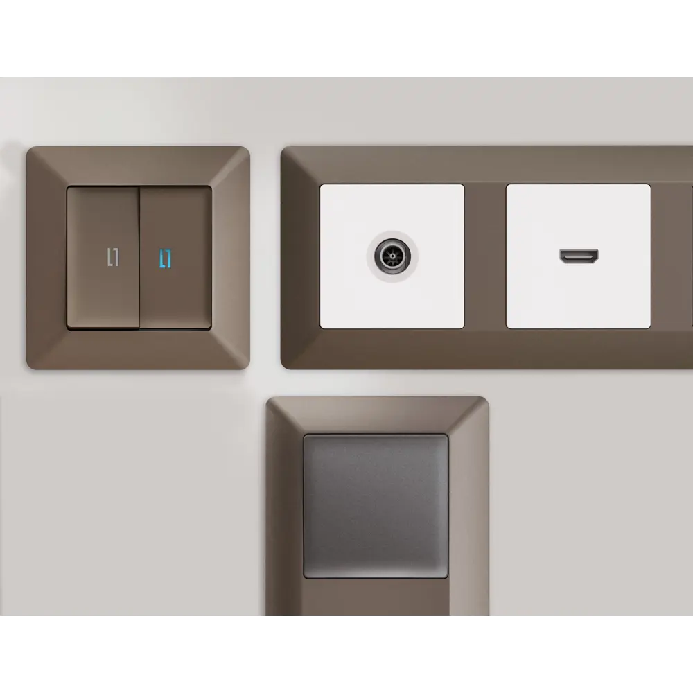 Фото 5 Рамка для розеток и выключателей Ambrella volt Alfa Line AF110633 3 поста цвет темная бронза матовый Фото 5 Рамка для розеток и выключателей Ambrella volt Alfa Line AF110633 3 поста цвет темная бронза матовый